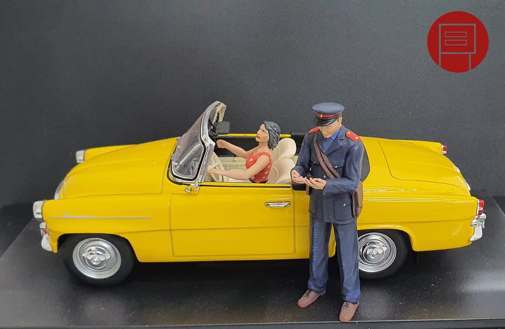 Kontakt - Dioráma řidička + kontrola, 3D tisk figurek, ručně malované